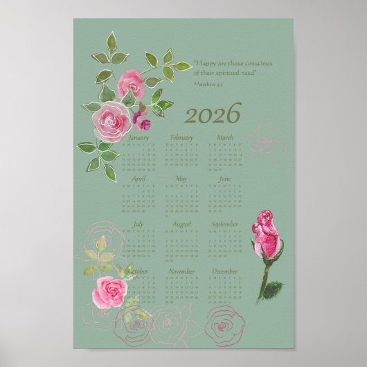JW jaar tekst kalender aanpasbaar Poster (Voorkant)