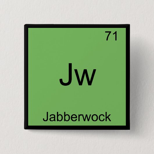 Jw - Jabberwock Funny Chemistry Element Symbol T-s Vierkante Button 5,1 Cm (Voorkant)
