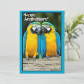 JW Jubileum Kaart - Liefdevolle papegaaien (Staand voorkant)