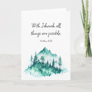 JW Kaart, Matteüs 19:26   JW Gevouwen Wenskaart Kaart