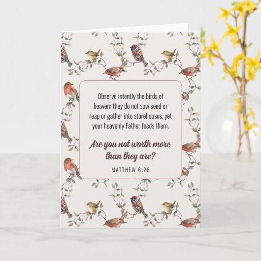 JW Kaart, Matteüs 6:26 | JW-groet Kaart (Gele Bloem)