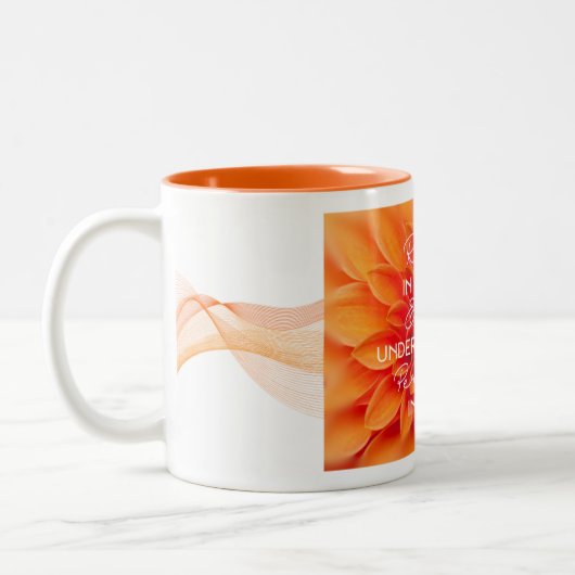 JW Koffiebeker Rom 12:12 Verheug je en volhard Tweekleurige Koffiemok (Links)