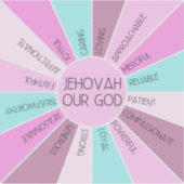 JW Kwaliteiten van Jehovah Onze God Vinyl Sticker (Voorkant)