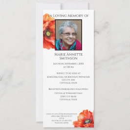JW Memorial-Funeral Invitation Red Poppy Kaart