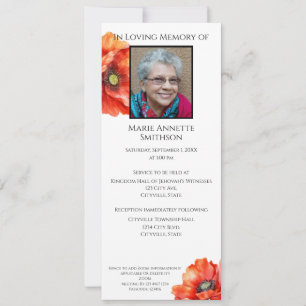 JW Memorial-Funeral Invitation Red Poppy Kaart