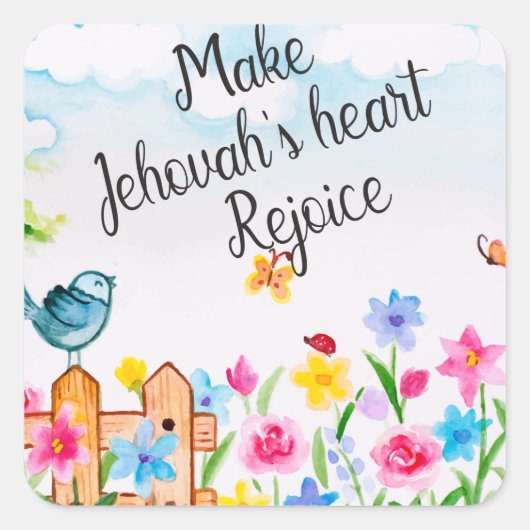 JW Ministry Supply Make Jehovahs's hartgenot Vierkante Sticker (Voorkant)
