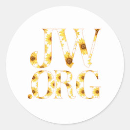 JW.org met Zonnebloemen voor Jehovah’s Getuigen Ronde Sticker