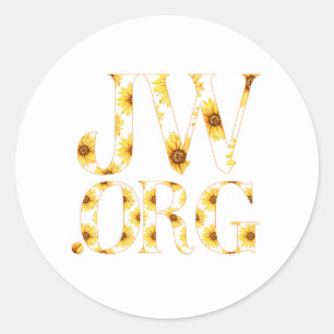 JW.org met Zonnebloemen voor Jehovah’s Getuigen Ronde Sticker