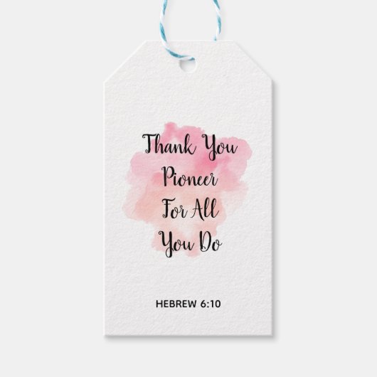 JW Pioneer Dank u Gift Label Cadeaulabel (Voorkant)