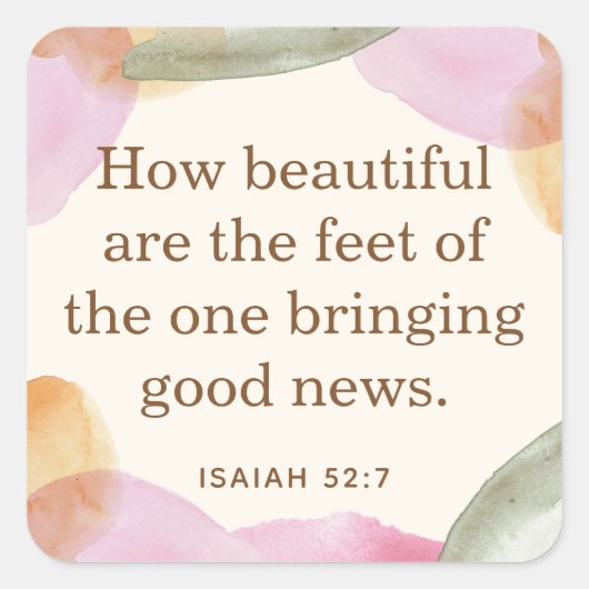 JW Pioneer Gift, Jesaja 52:7 | JW Vierkante Sticker (Voorkant)