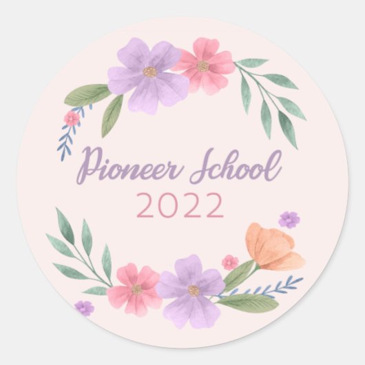 JW Pioneer School 2022 - pastelroze en paars Ronde Sticker (Voorkant)