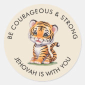 JW ronde Stickers voor kinderen, Wees moedig & ste (Voorkant)