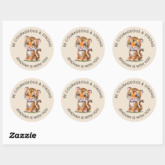 JW ronde Stickers voor kinderen, Wees moedig & ste (Vel)