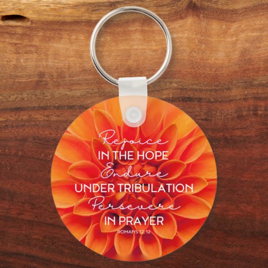 JW Sleutelhanger -Verheug je en volhard Romeinen 1 (Voorkant)