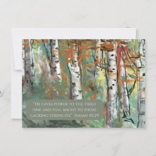 JW Sympathy Card -Berkenbomen -Isa 40:29 (Voorkant)