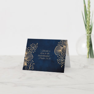 JW Sympathy Card Blauw & Goud Bloemen Bedankkaart
