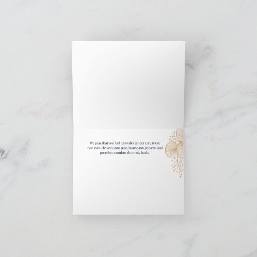 JW Sympathy Card Blauw & Goud Bloemen Bedankkaart (Binnen)