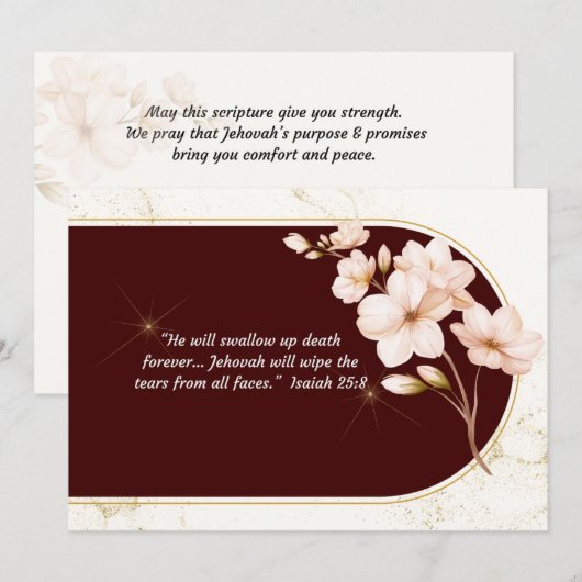 JW Sympathy Card -Cherry Blossom Isa 25:8 Bedankkaart (Voorkant / Achterkant)