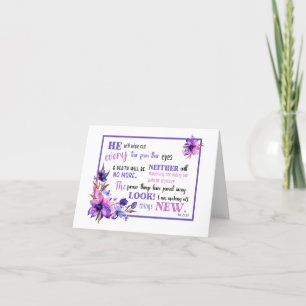JW Sympathy Card Paarse Roze Bloemen Openbaring 21 Bedankkaart