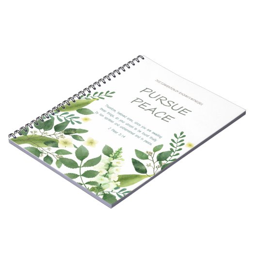 JW-verdrag 2022 - groen Briefkaart van witte bloem Notitieboek (Linkerzijde)