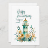 JW Waterverf vuurtoren Happy Jubileum Kaart (Voorkant / Achterkant)