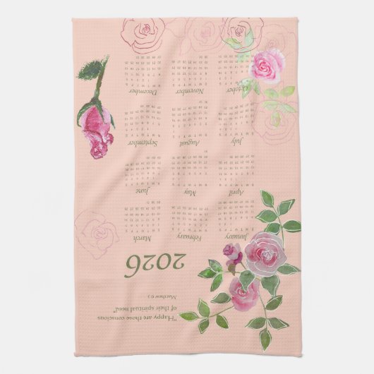 JW year text customize with calendar Theedoek (Verticaal)