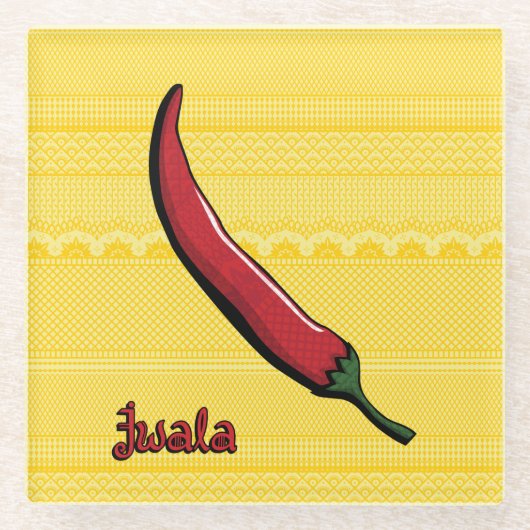 Jwala Chili Pepper Glas Onderzetter (Voorkant)