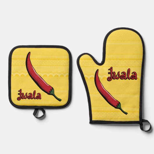 Jwala Chili Pepper Ovenwant & Pannenlap Set (Voorkant)