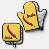Jwala Chili Pepper Ovenwant & Pannenlap Set (Voorkant / Achterkant)