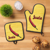 Jwala Chili Pepper Ovenwant & Pannenlap Set (Top down)