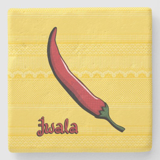 Jwala Chili Pepper Stone Onderzetter (Voorkant)