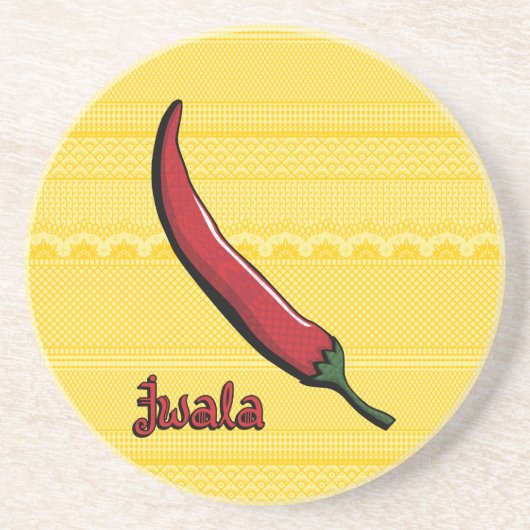Jwala Chili Pepper Zandsteen Onderzetter (Voorkant)