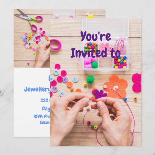 Jwelry Craft Birthday - uitnodiging (Voorkant / Achterkant)