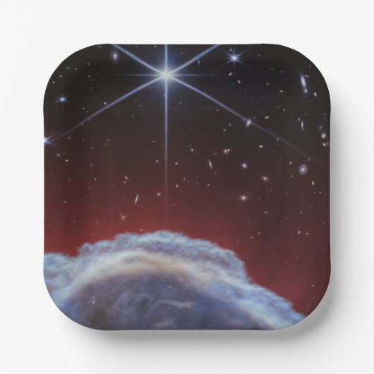 JWST Afbeelding van de Paardenkopnevel Papieren Bordje (Voorkant)