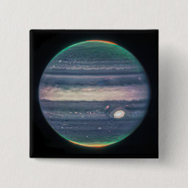 JWST-Afbeelding van Planet Jupiter in Infrarood Bu Vierkante Button 5,1 Cm