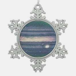 JWST-Afbeelding van Planet Jupiter in Infrarood Tin Sneeuwvlok Ornament