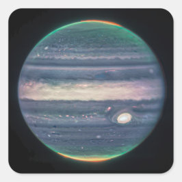 JWST-Afbeelding van Planet Jupiter in Infrarood Vierkante Sticker