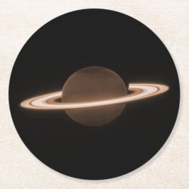 JWST James Webb Ruimtetelescoop Saturn Infrared Ronde Kartonnen Onderzetter