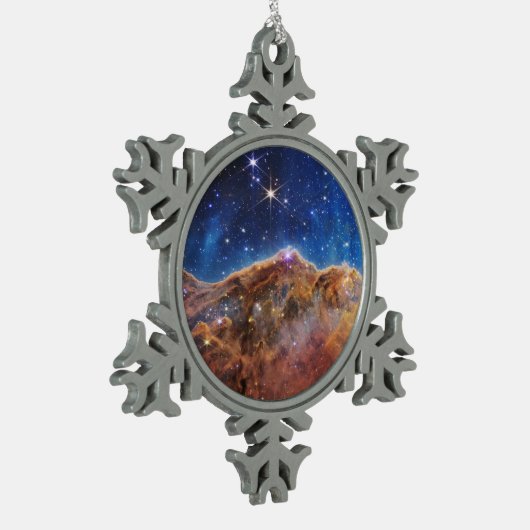 JWST James Webb Space Telescope Cosmic Cliffs Tin Sneeuwvlok Ornament (Links)
