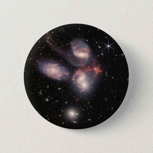 JWST James Webb Space Telescope Stephan's Quintet Ronde Button 5,7 Cm (Voorkant)
