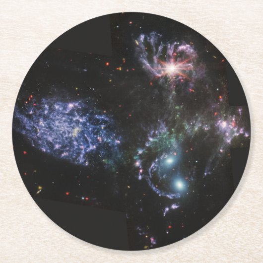 JWST James Webb Space Telescope Stephan's Quintet Ronde Kartonnen Onderzetter (Voorkant)