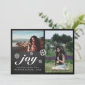 Jy Script Chalkboard kerstsnowflakes Foto Feestdagenkaart (Staand voorkant)