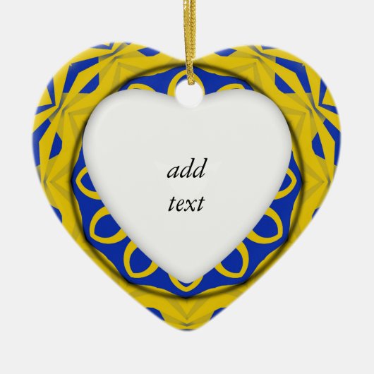 K128 Geel en Blauw Kali Keramisch Ornament (Voorkant)