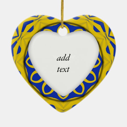 K128 Geel en Blauw Kali Keramisch Ornament (Achterkant)