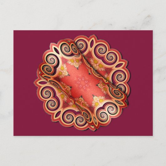K143 Red Swirl Curl Briefkaart (Voorkant)