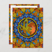 K185 herfst op blauw Abstract Briefkaart (Voorkant / Achterkant)