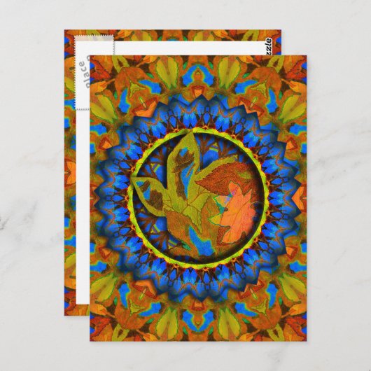 K185 herfst op blauw Abstract Briefkaart (Voorkant / Achterkant)