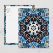 K186 Fancy blauw octagon Briefkaart (Voorkant / Achterkant)