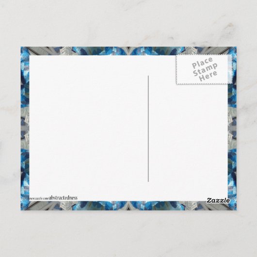 K186 Fancy blauw octagon Briefkaart (Achterkant)