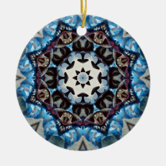 K186 Fancy blauw octagon Keramisch Ornament